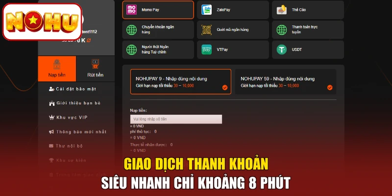 Giao dịch thanh khoản siêu nhanh chỉ khoảng 8 phút