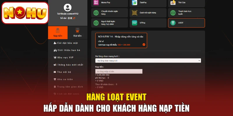 Hàng loạt event hấp dẫn dành cho khách hàng nạp tiền