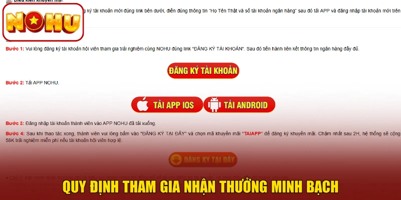 Quy định tham gia nhận thưởng minh bạch