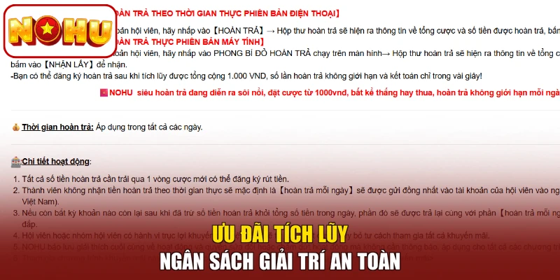Ưu đãi tích lũy ngân sách giải trí an toàn